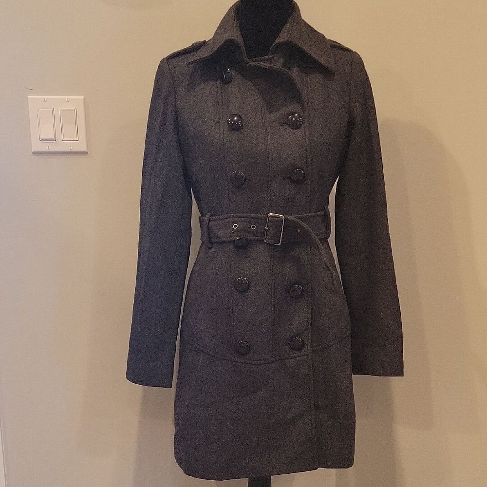 Guess Women's Double-Breasted Gray WOOL blend Coat size S
